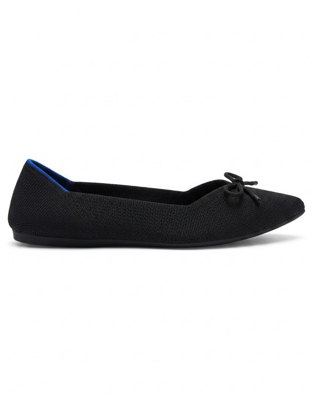 Rothy's The Bow Point II Pointed Toe Black Knit Ballet Flat Size 7